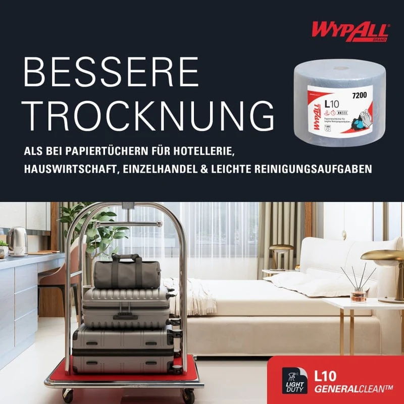WypAll L10 Wischtücher Großrolle, 1-lagig, blau