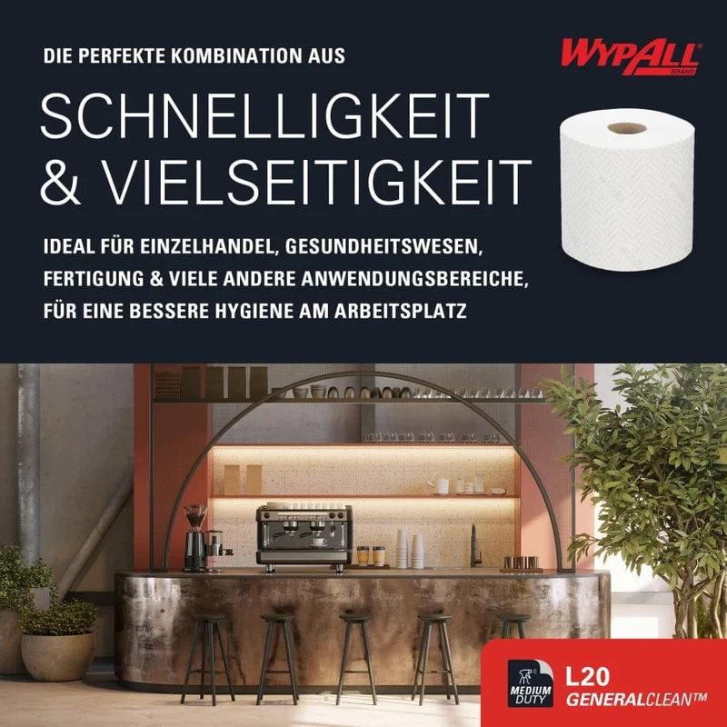 WypAll L20 Wischtücher Zentralentnahme, 2-lagig, weiß