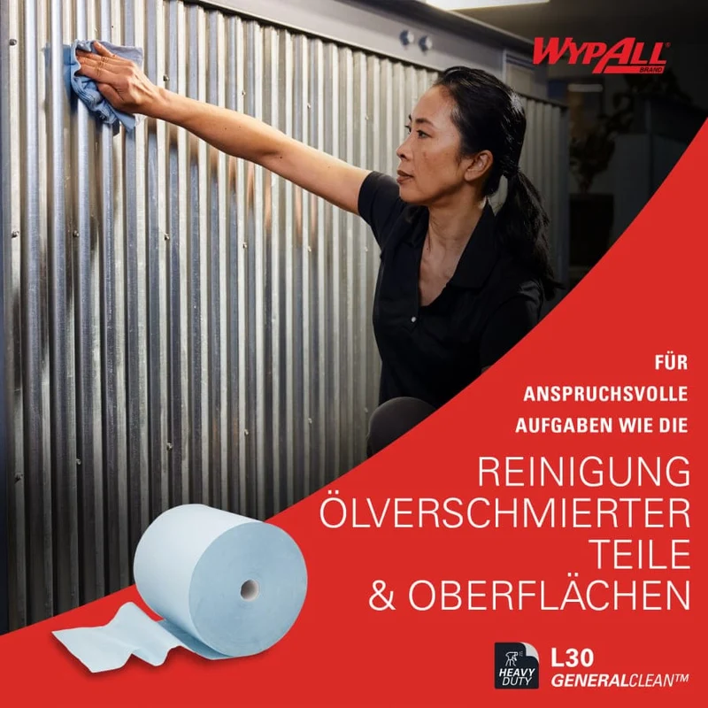 WypAll L30 Wischtücher Großrolle, 3-lagig, blau
