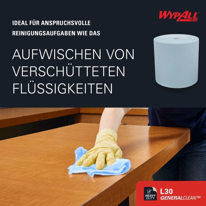 WypAll L30 Wischtücher Großrolle, 3-lagig, blau
