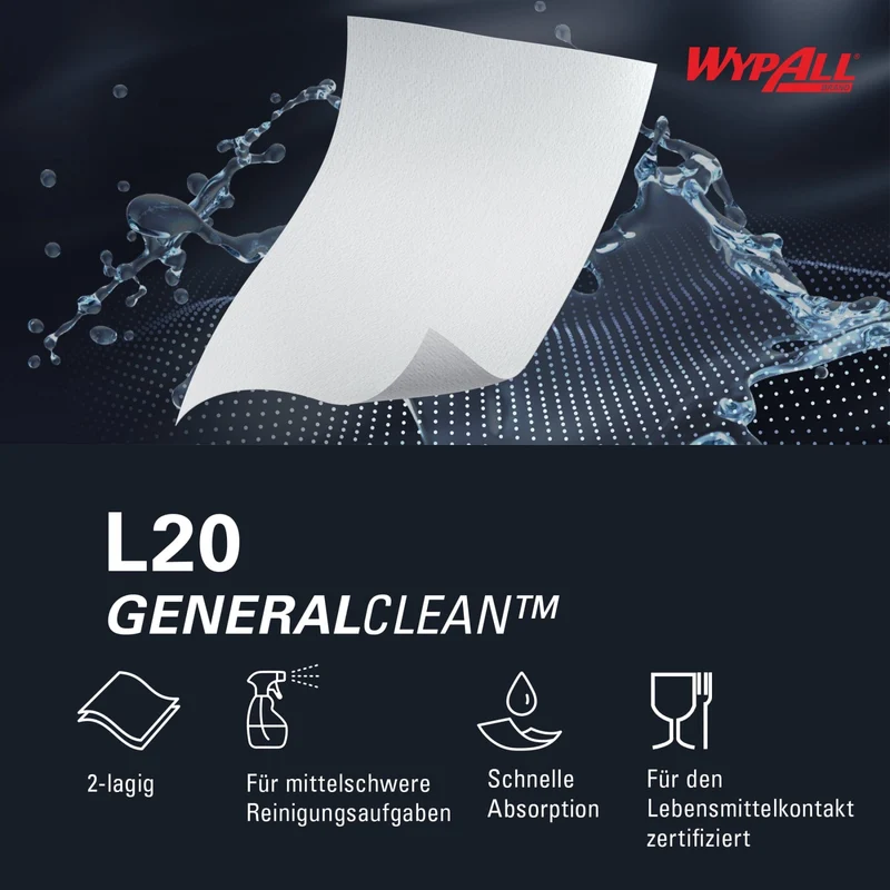 WypAll L20 Extra Wischtücher Großrolle, weiß oder blau