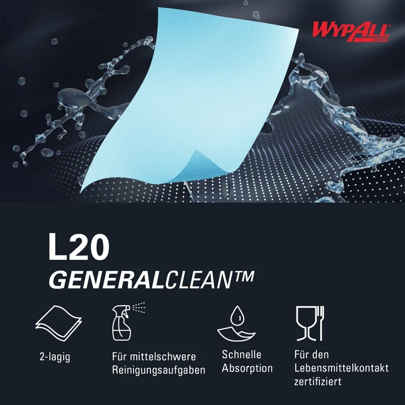 WypAll L20 Extra Wischtücher Großrolle, weiß oder blau