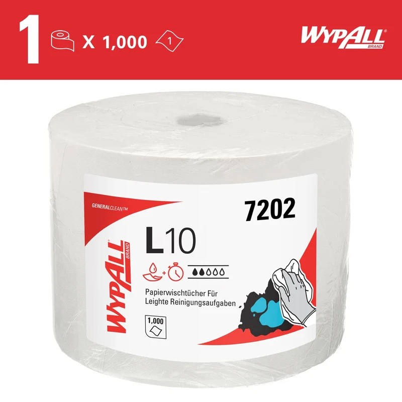WypAll L10 Extra Putztuchrolle, weiß und blau, 1-lagig