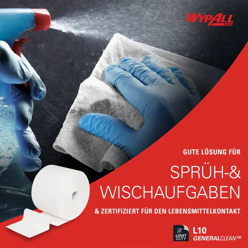WypAll L10 Extra Putztuchrolle, weiß und blau, 1-lagig