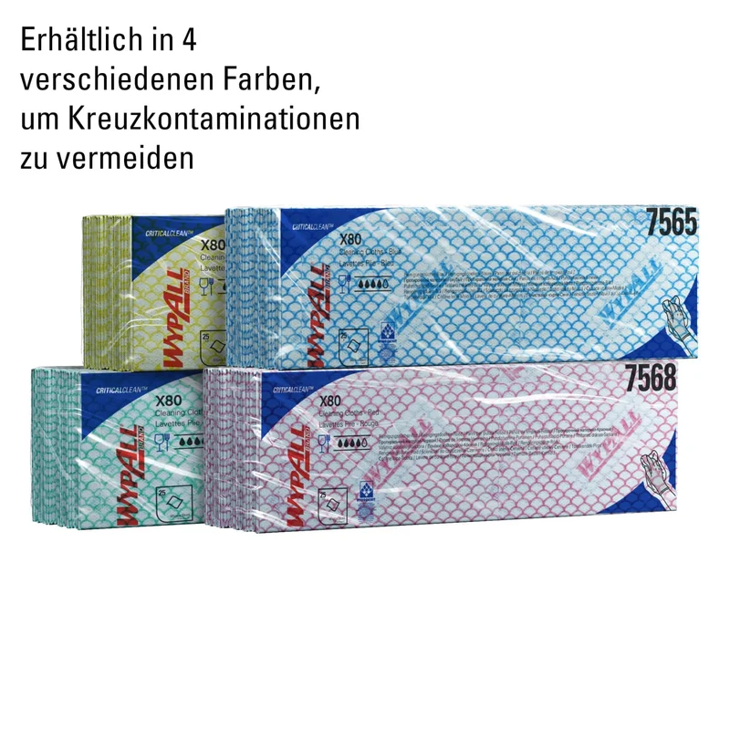WypAll X80 Reinigungstücher Interfold, vier Farben