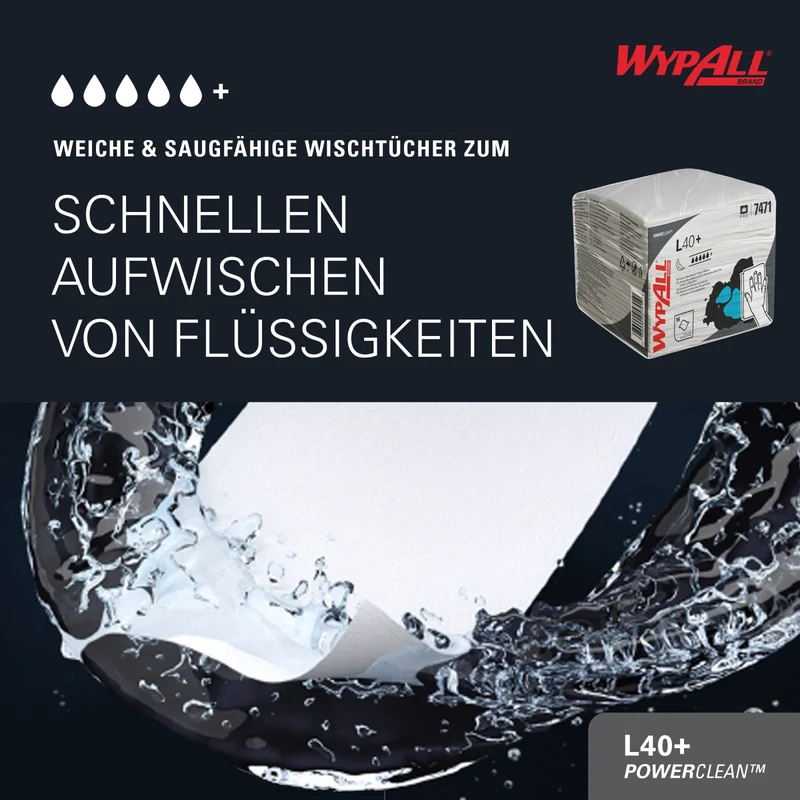 WypAll L40 Wischtücher viertelgefaltet, weiß