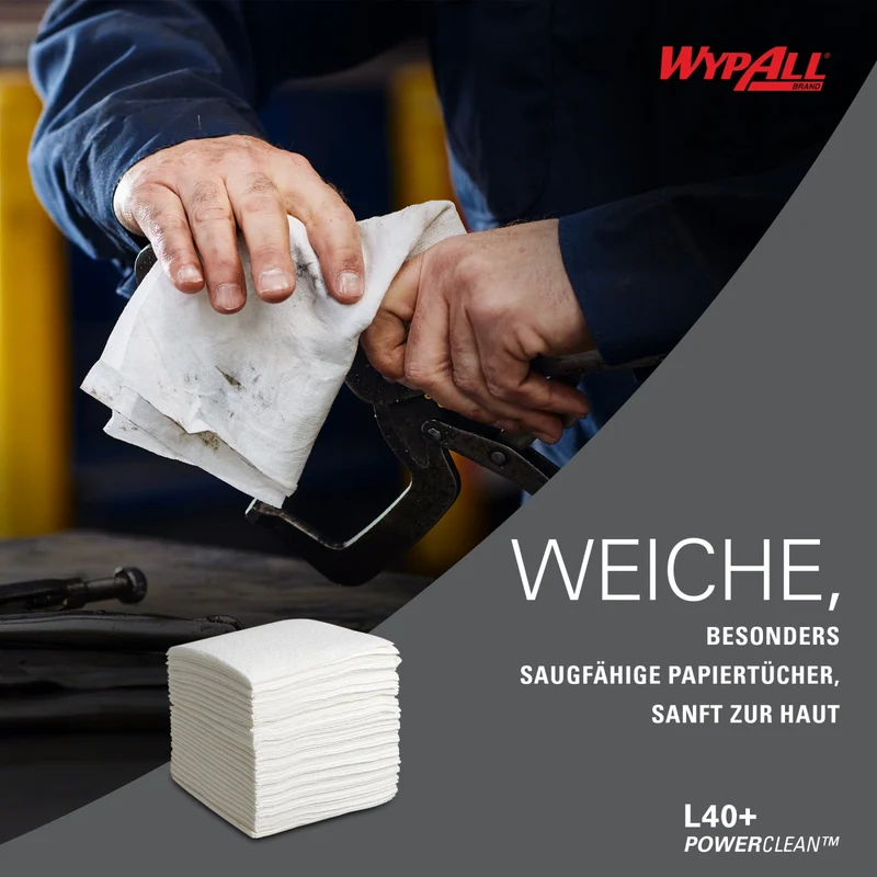 WypAll L40 Wischtücher viertelgefaltet, weiß