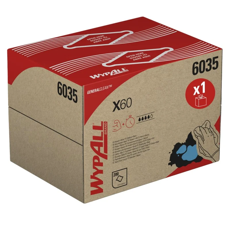 WypAll X60 Wischtücher Brag Box, weiß, 200 Tücher