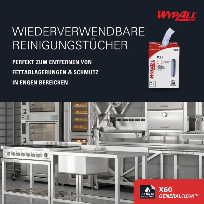 WypAll X60 Wischtücher Multibox Zentralentnahme, blau
