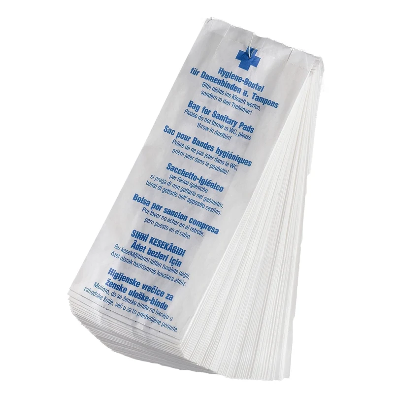 Funny Hygienebeutel Papier, weiß, 7-sprachig bedruckt, 11 + 4,5 x 28 cm