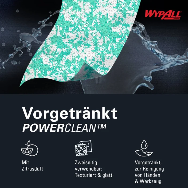 WypAll Power Clean Reinigungstücher Spenderdose, 50 Tücher