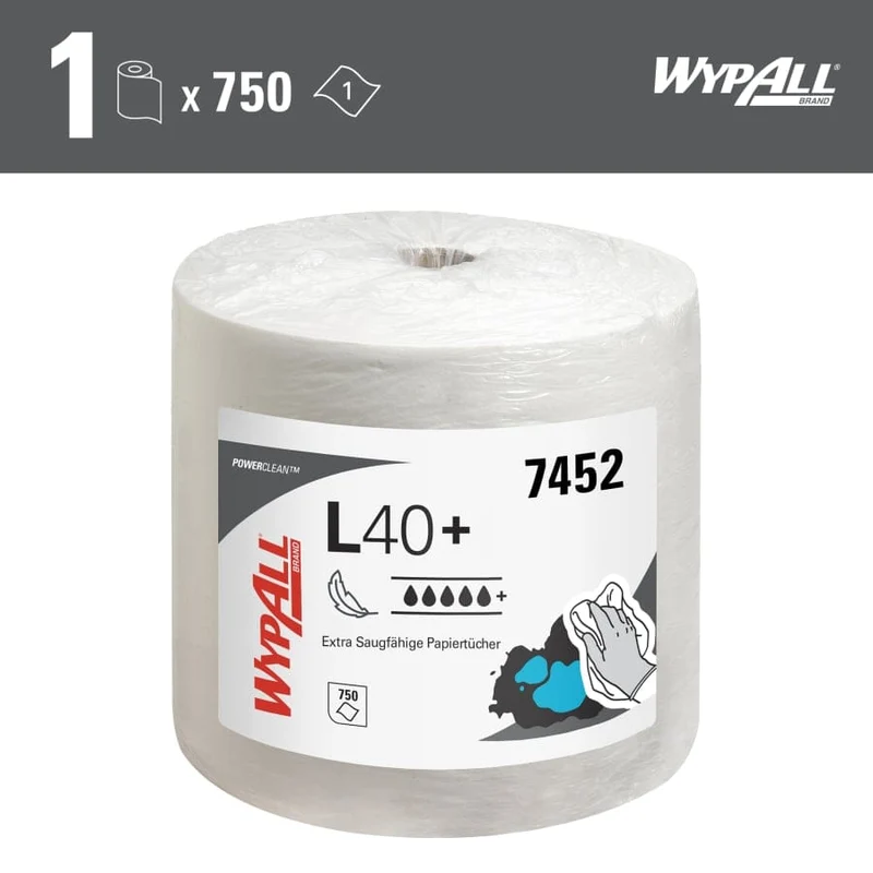 WypAll L40 Power Clean Wischtücher Großrolle, 750 Tücher