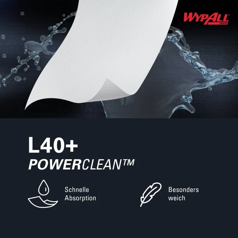 WypAll L40 Power Clean Wischtücher Großrolle, 750 Tücher