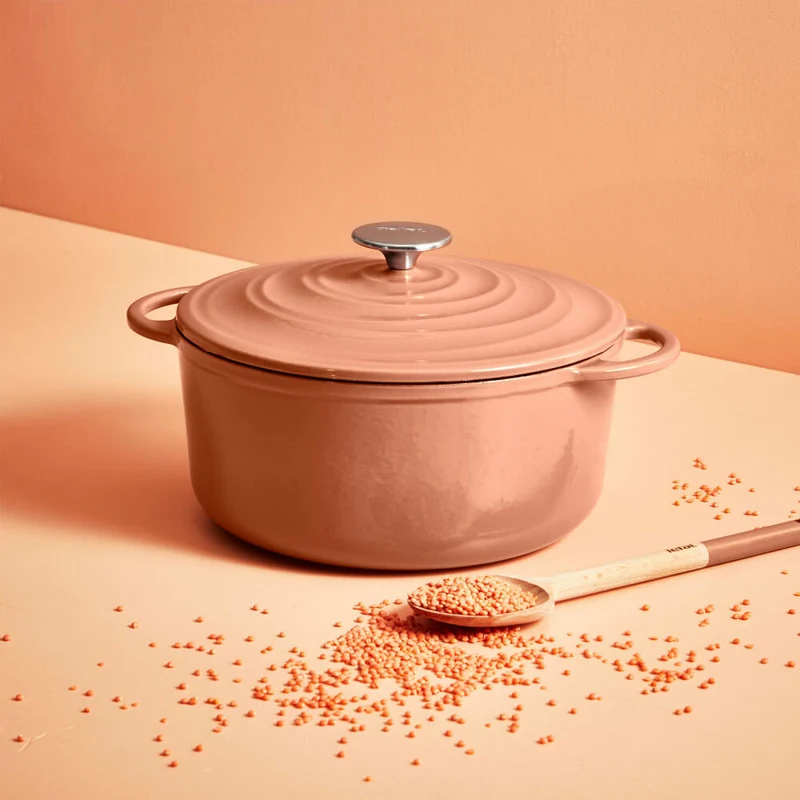 Tefal Lov Kochtopf, Gusseisentopf, Topf, Schmortopf, Induktionsgeeignet, Gusseisen, Terracotta Orange, Ø 25 cm, E26004