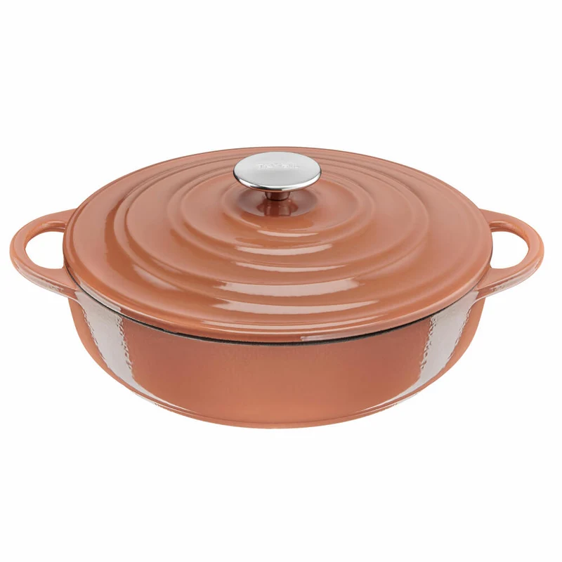 Tefal Lov Servierpfanne, Schmorpfanne, Sauteuse, Induktionsgeeignet, Gusseisen, Terracotta Orange, Ø 28 cm, E26072