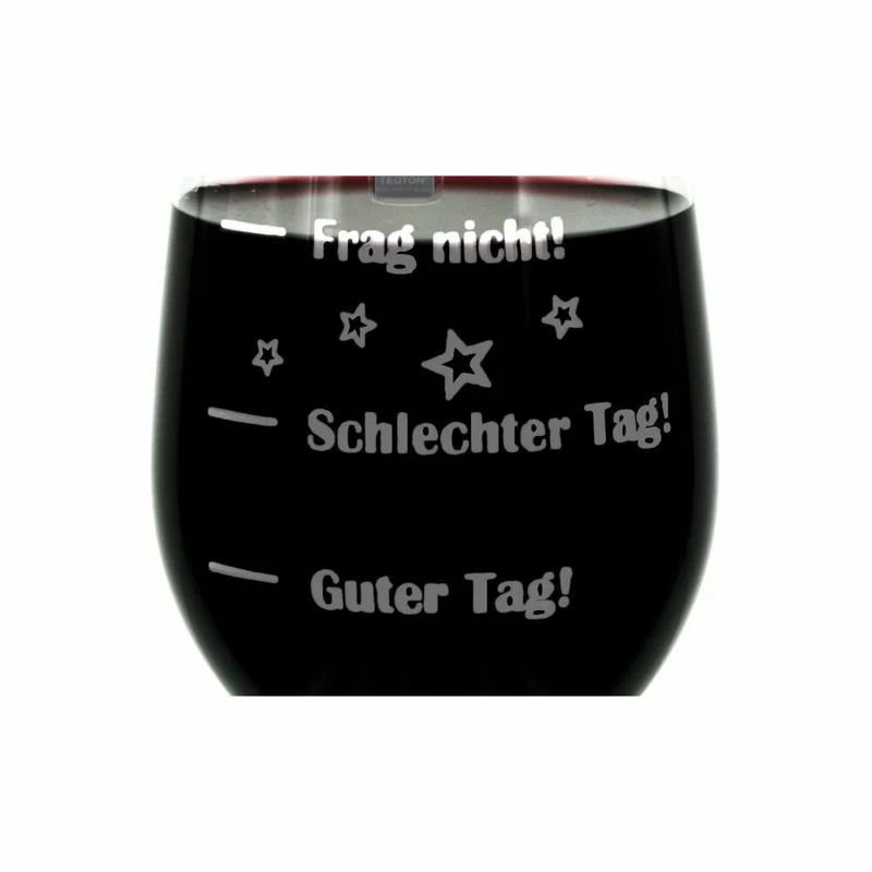 Leonardo Weinglas XL, Guter Tag!, Schlechter Tag!, Frag Nicht!, Geschenk Stimmungsglas mit lustiger Gravur, Mood Wein Glas, 610ml