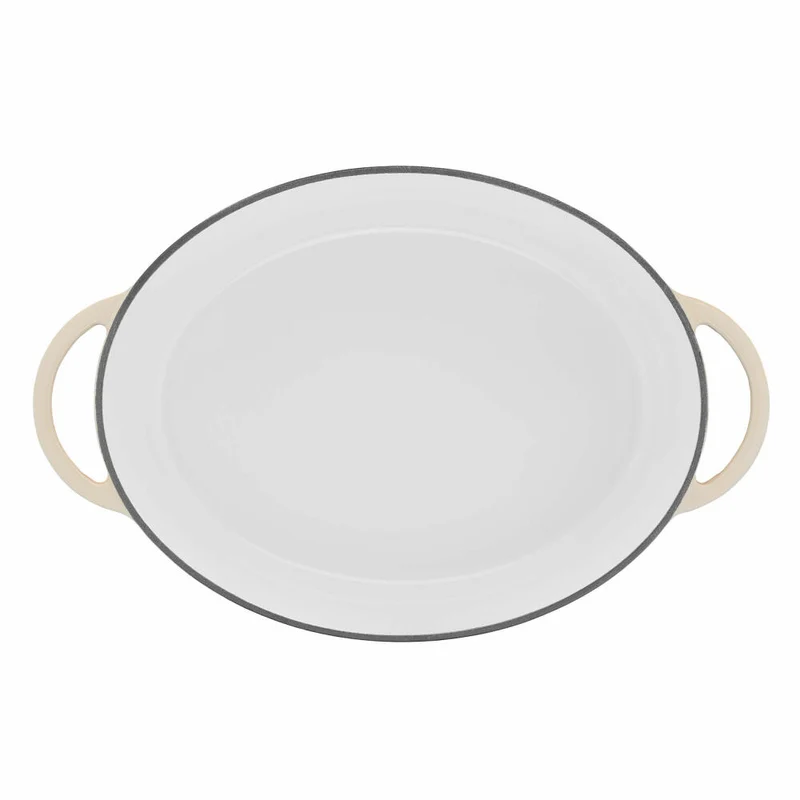 Tefal Lov Ovaler Bräter, Schmortopf, Kochtopf, Induktionsgeeignet, Gusseisen, Beige, 34 cm, E25906