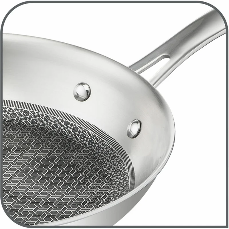 Tefal Eternal Mesh Wokpfanne, mit Deckel, Wok Pfanne, Induktionsgeeignet, Edelstahl, Ø 28 cm, E49716