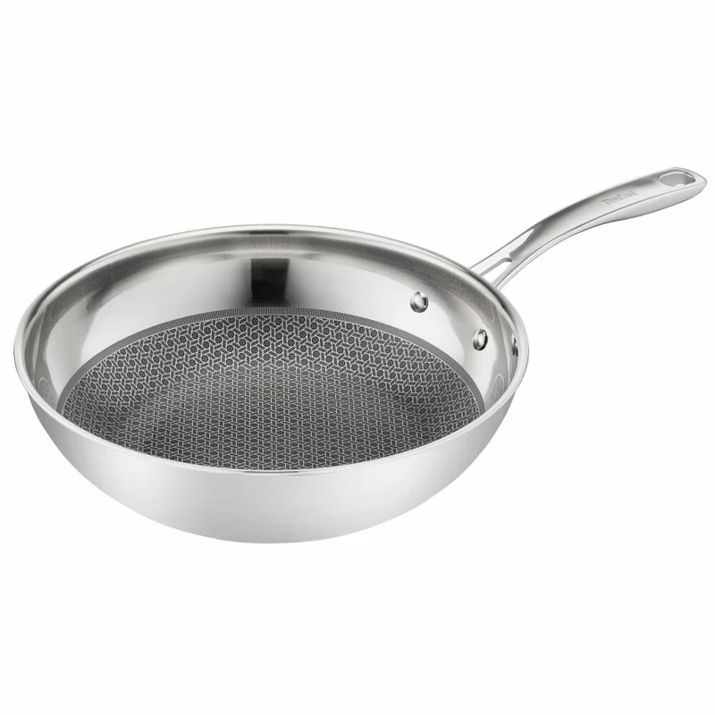 Tefal Eternal Mesh Wokpfanne, mit Deckel, Wok Pfanne, Induktionsgeeignet, Edelstahl, Ø 28 cm, E49716