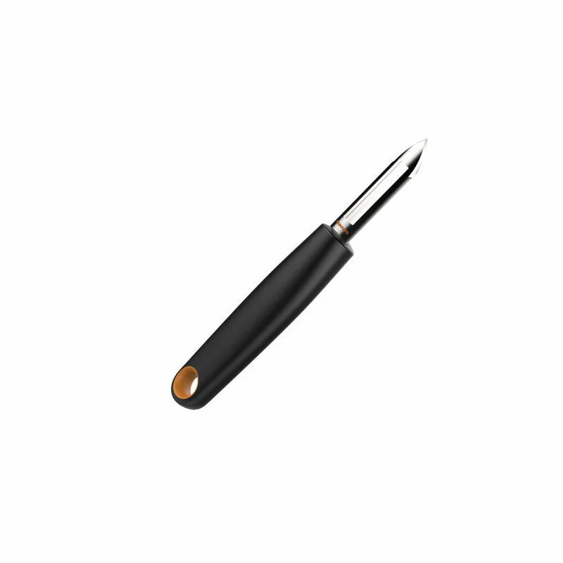 Fiskars Functional Form Schäler mit feststehender Klinge, Sparschäler, Obstschäler, Gemüseschäler, Küchenhelfer, Edelstahl, 17 cm, 1014418