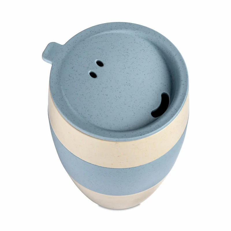 Koziol Thermobecher Aroma To Go 2.0, Isolierbecher, Biozirkulärer Kunststoff, Nature Desert Sand / Nature Flower Blue, 400 ml, 7589275