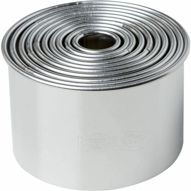 Birkmann Easy Baking Ausstechformen-Set Kreis, 10 tlg., Backring, Backform, Speisering, Kuchenring, Servierring, Edelstahl, 1.5 bis 7 cm, 143906