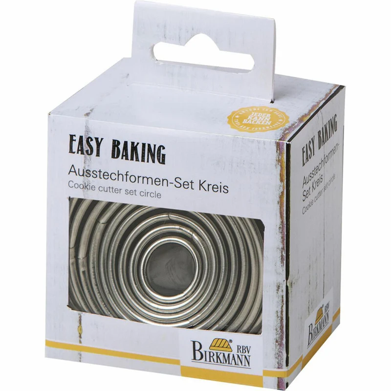 Birkmann Easy Baking Ausstechformen-Set Kreis, 10 tlg., Backring, Backform, Speisering, Kuchenring, Servierring, Edelstahl, 1.5 bis 7 cm, 143906