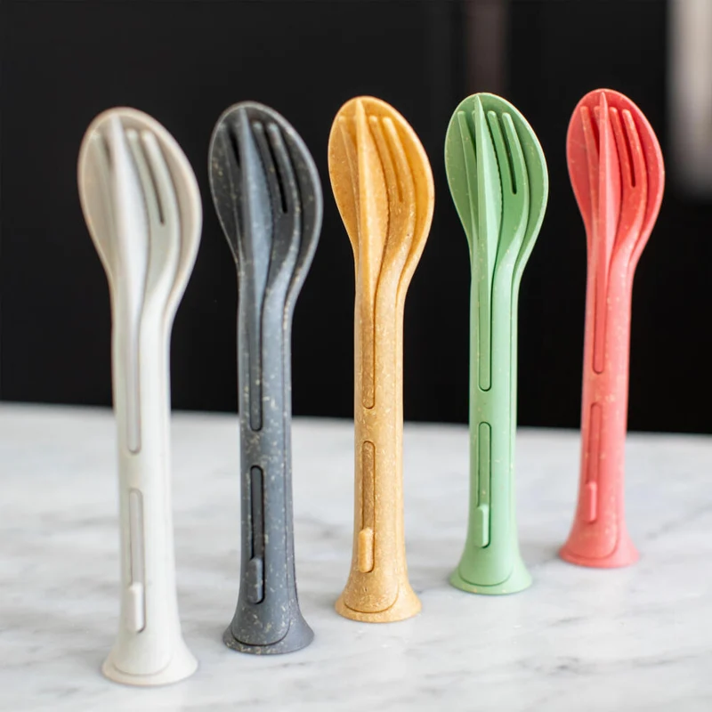 Koziol Besteck-Set 3-tlg. Klikk Pocket, To-Go-Besteck, Kunststoff, Nature Coral, 4036704