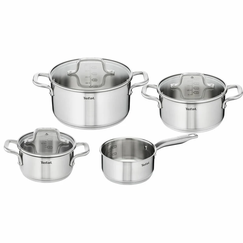 Tefal Virtuoso Topfset, 7-tlg., Kochtopf, Topf, Stielkasserolle, Induktionsgeeignet, Edelstahl, E492S7