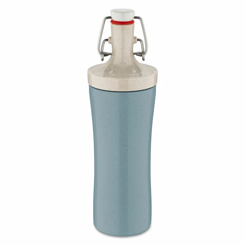 Koziol Trinkflasche Plopp To Go, Wasserflasche, Biozirkulärer Kunststoff, Nature Flower Blue, 425 ml, 7796716