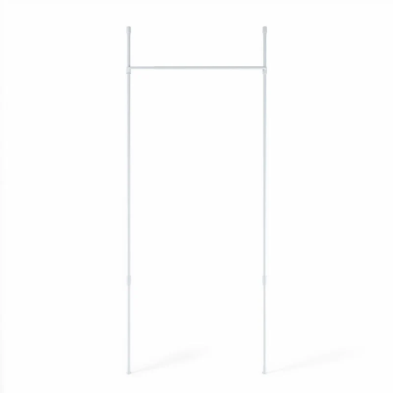 Umbra Anywhere Rod Vorhangstange, mobile Teleskopstange, Klemmvorhangstange, Weiß, Stahl, 1012718-660-REM