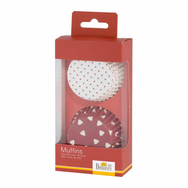 Birkmann Papierförmchen Colour Splash, Muffin Förmchen, Form, Papier, rot, Ø 7 cm, 48 Stück, 443877