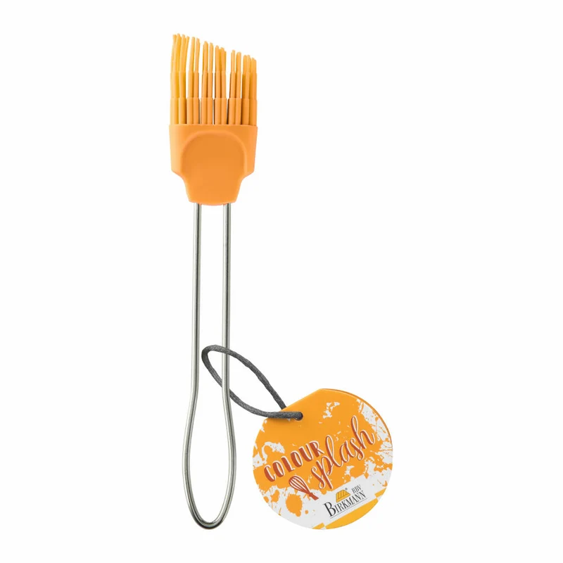 Birkmann Silikonpinsel Colour Splash, klein, Backpinsel, Silikonkopf mit Edelstahlgriff, Orange, 3 cm, 421844