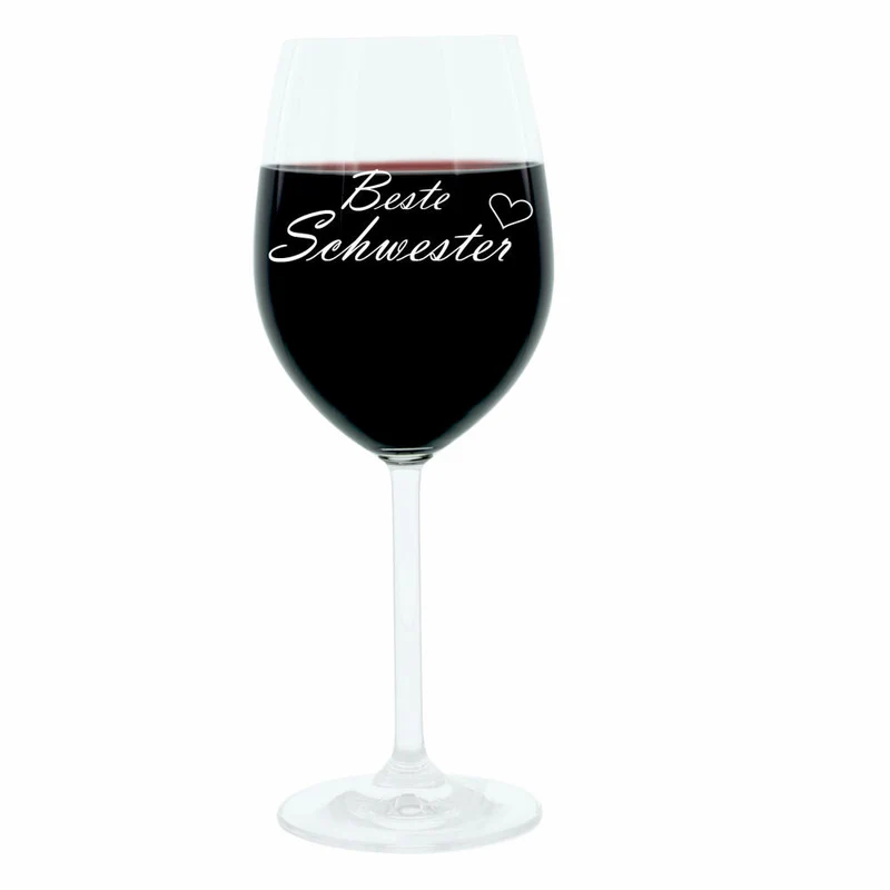 Leonardo Weinglas 400 ml, Beste Schwester, Geschenk Stimmungsglas mit lustiger Gravur, Moodglas, 22 cm