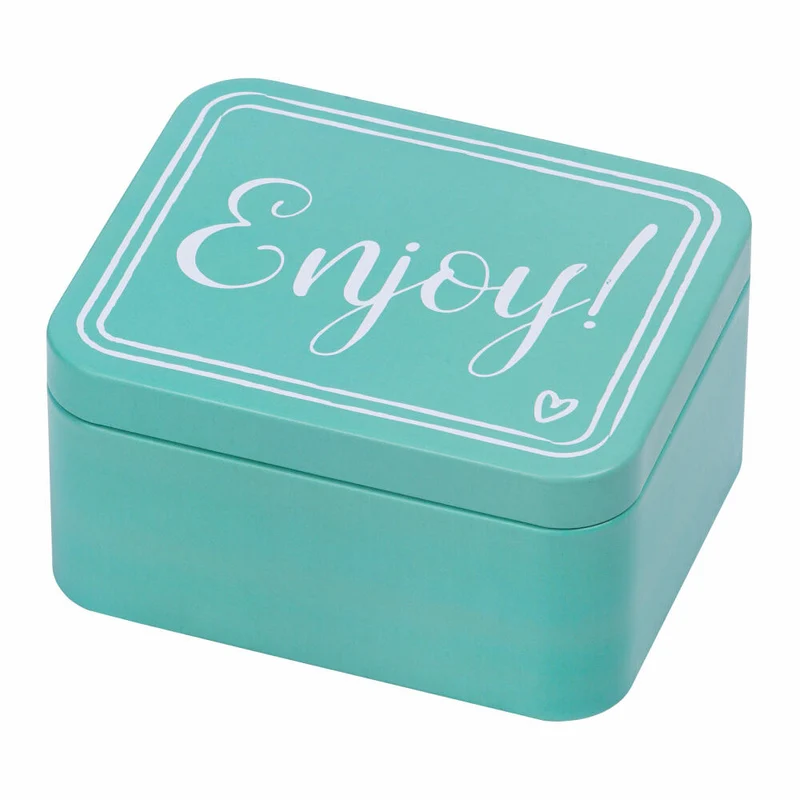 Birkmann Geschenkbox Enjoy, Blechdose, Geschenkdose, Box, Weißblech, Türkis, 12 x 10 x 6 cm, 438224