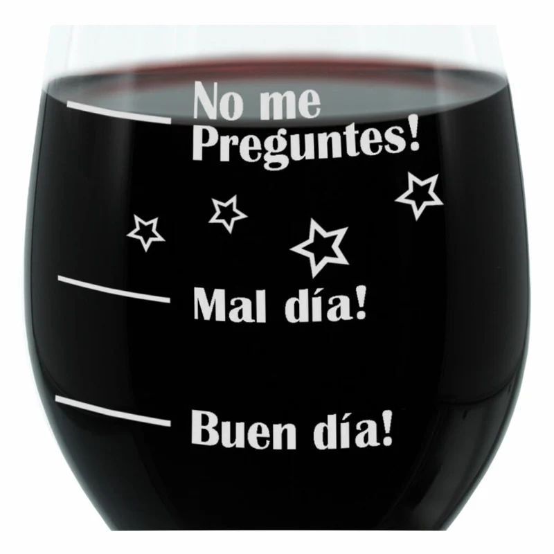 Leonardo Weinglas XL, Buen Día!, Mal Día!, No Preguntes!, Geschenk Stimmungsglas mit lustiger Gravur Auf Spanisch Mood Wein Glas, 610ml
