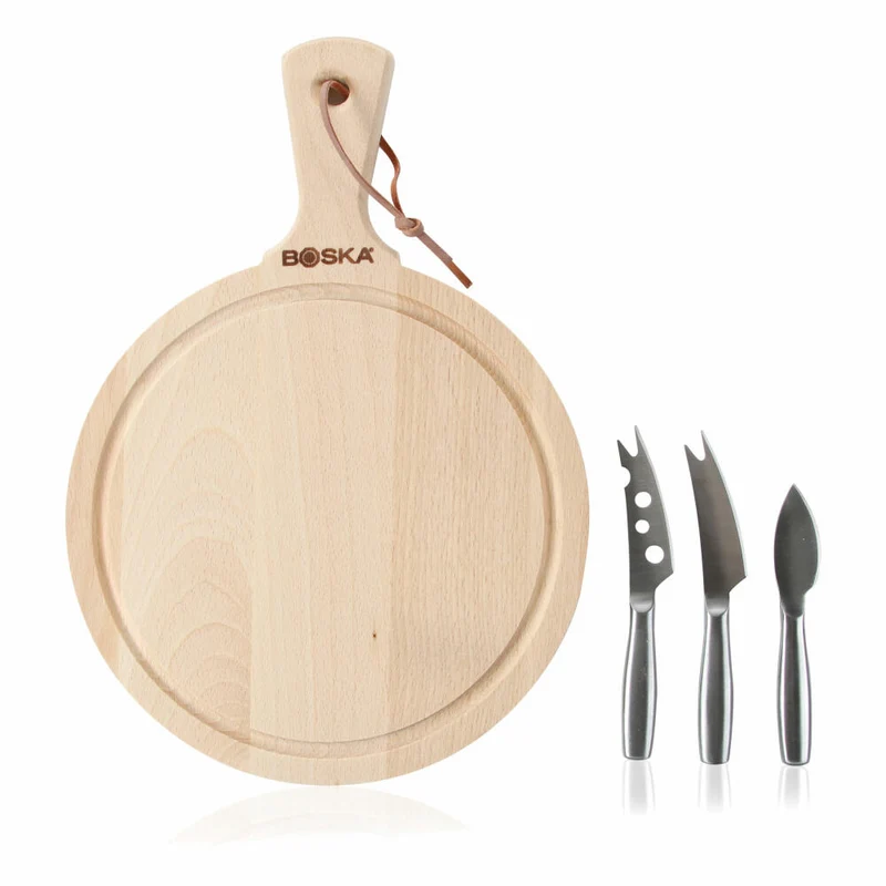 Boska Käseset Amigo, 4er Set, Käse, Küchenhelfer, Messerset, Käsemesser, Edelstahl / Buchenholz, 358204