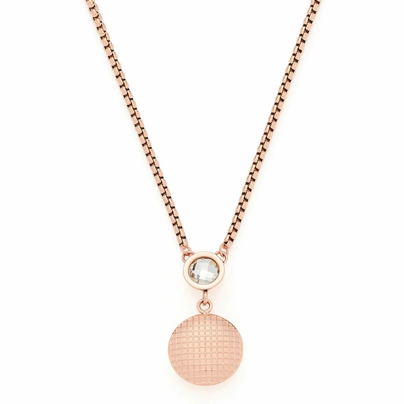 Leonardo Jewels Halskette Delicato, Halsschmuck, Kette, Modeschmuck, Edelstahl IP rosé gold, Glasstein, 018360