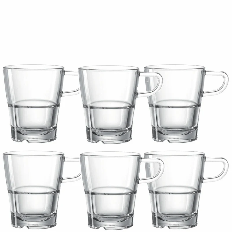 Leonardo Senso Henkeltasse 6er Set, Kaffeetasse, Kaffee Becher, Kaffeebecher, Glas, 170 ml, 14649