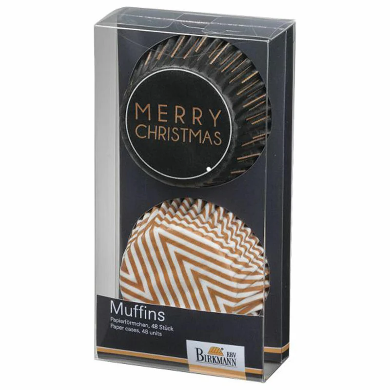 Birkmann Christmas Glamour I Muffin-Papierförmchen, 48 Stück, Cupcakeförmchen, Backförmchen, Papierbackförmchen, Papier, Ø 7 cm, 440722