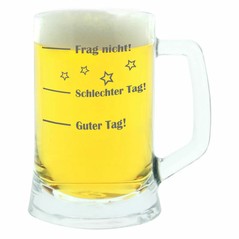 montana: Bierseidel, Guter Tag! Schlechter Tag! Frag Nicht!, Bierkrug, Geschenk Stimmungsglas mit lustiger Gravur, Mood Bier Glas, 500 ml
