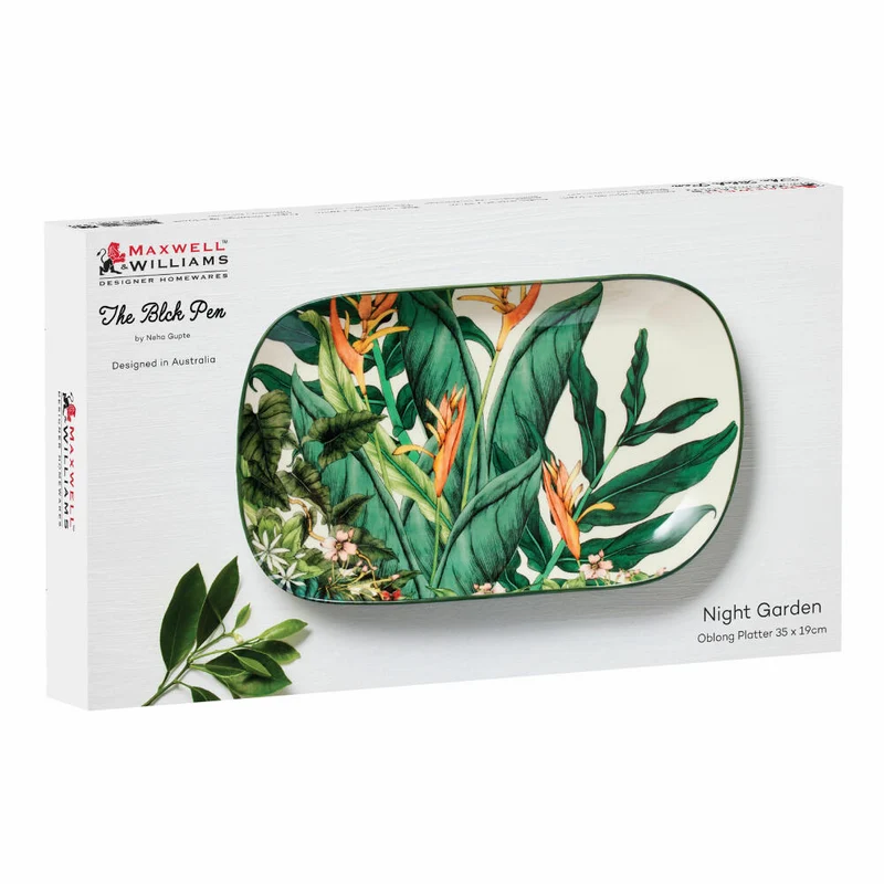 Maxwell & Williams Platte Night Garden eckig, Servierplatte, Keramik, 35 x 19 cm, DR0468