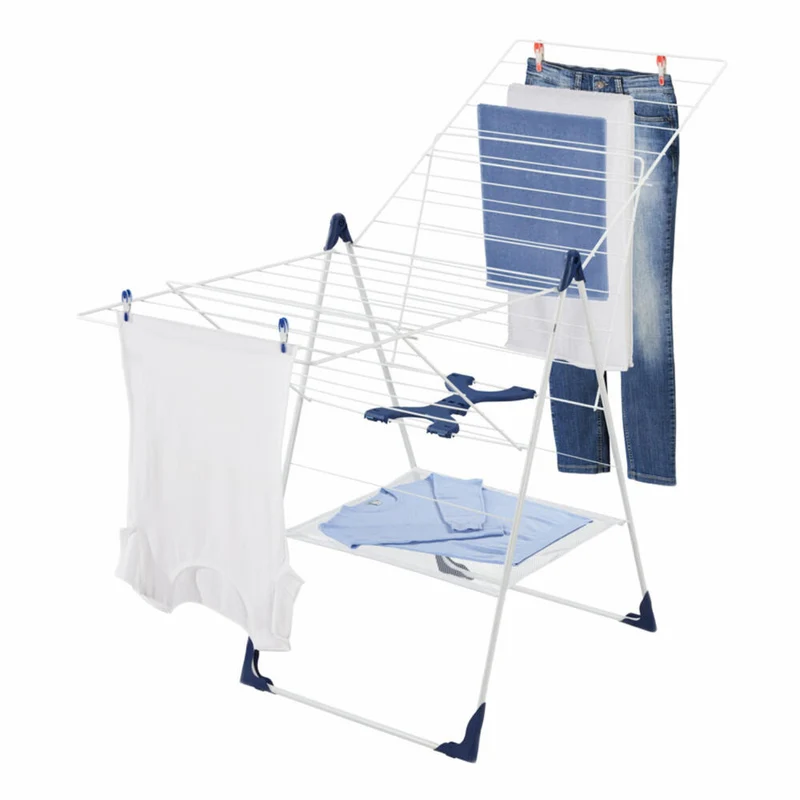 Leifheit Universaltrockner Classic 250 Flex mit Wäschenetz, Wäscheständer, Wäschetrockner, Standtrockner, Weiß / Blau, 81409