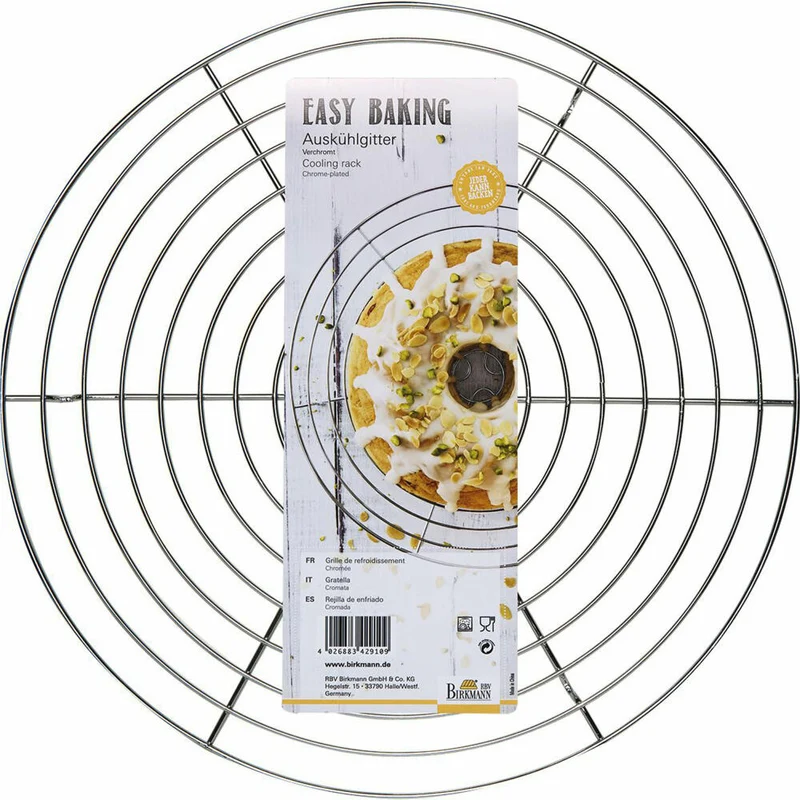 Birkmann Easy Baking Auskühlgitter Rund, Backgitter, Auskühl Gitter, Backzubehör, Stahl Verchromt, 32 cm, 429109