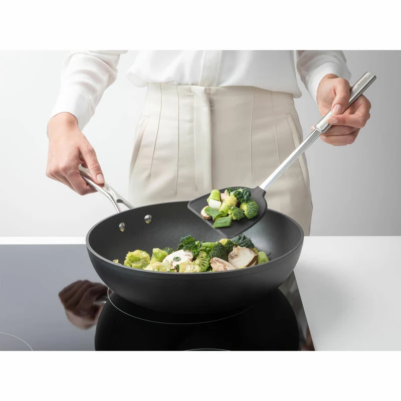 Brabantia Wokwender Profile, Pfannenwender, Wok Küchenhelfer, Silikon / Stahl, Matt Steel, 38.8 cm, 137549