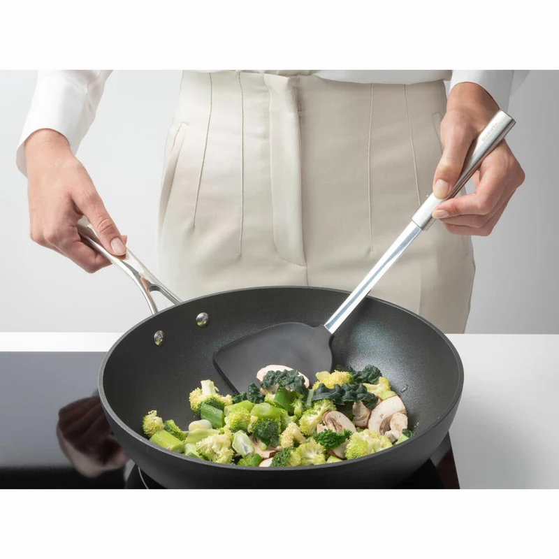 Brabantia Wokwender Profile, Pfannenwender, Wok Küchenhelfer, Silikon / Stahl, Matt Steel, 38.8 cm, 137549
