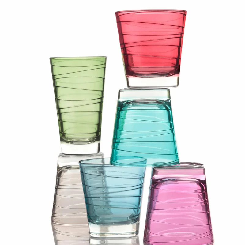 Leonardo Vario Struttura Trinkglas Groß 6er Set, Wasserglas, Saftglas, Glas, Grün, 200 ml, 18237