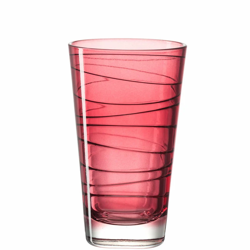 Leonardo Vario Struttura Trinkglas Groß 6er Set, Wasserglas, Saftglas, Glas, Rot, 200 ml, 18233
