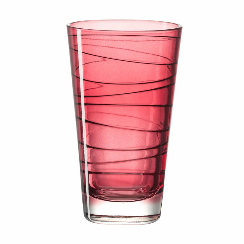 Leonardo Vario Struttura Trinkglas Groß 6er Set, Wasserglas, Saftglas, Glas, Rot, 200 ml, 18233
