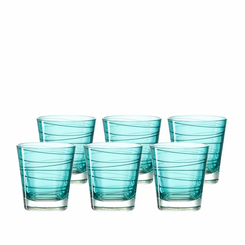 Leonardo Vario Struttura Trinkglas Klein 6er Set, Wasserglas, Saftglas, Glas, Türkis, 170 ml, 18231